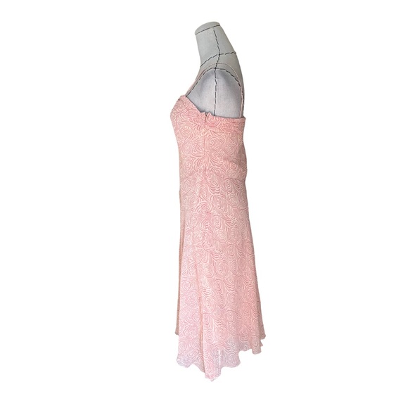 90s BCBG Silk Chiffon Pink Print Dress 20s Style Delicate Girly - Picture 9 of 15